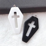 10pcs Coffin Planchette Charms Punk Cross Resin Cabochons DIY Necklace Pendant
