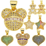 18K Plated CZ Love Heart Mouse Moon Star Charms For DIY Jewelry