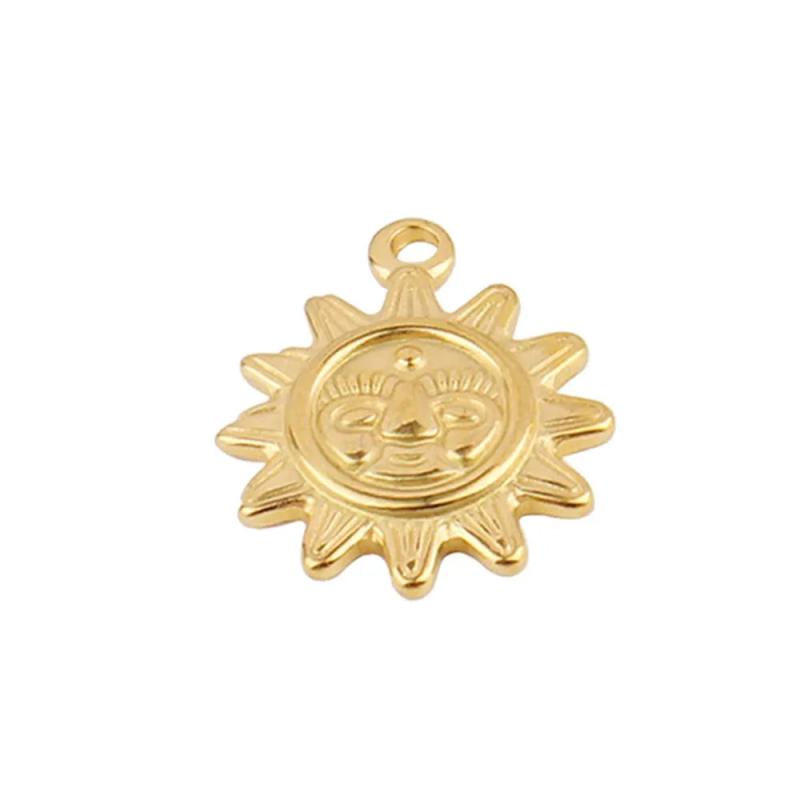 Set of 5 Stainless Steel Sun Pendants for DIY Jewelry Making