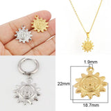 Set of 5 Stainless Steel Sun Pendants for DIY Jewelry Making