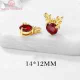 4PCS 14x12MM Zircon Deer Charm Pendants Gold Brass DIY Jewelry Findings