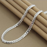 925 Silver 6mm Chain Necklace for Wedding Engagement, 8-24 Inches
