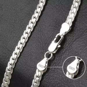 925 Silver 6mm Chain Necklace for Wedding Engagement, 8-24 Inches