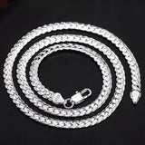 925 Silver 6mm Chain Necklace for Wedding Engagement, 8-24 Inches