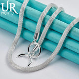 925 Sterling Silver 4mm Network Chain Necklace 18 Inch for Women