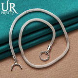 925 Sterling Silver 4mm Network Chain Necklace 18 Inch for Women