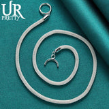 925 Sterling Silver 4mm Network Chain Necklace 18 Inch for Women