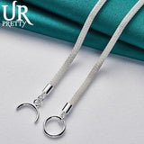 925 Sterling Silver 4mm Network Chain Necklace 18 Inch for Women