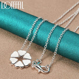925 Silver Heart Clover Pendant Necklace 18 Inch Chain Wedding Jewelry