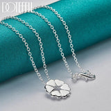 925 Silver Heart Clover Pendant Necklace 18 Inch Chain Wedding Jewelry