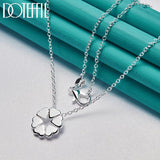 925 Silver Heart Clover Pendant Necklace 18 Inch Chain Wedding Jewelry