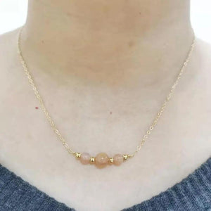 Round Sunstone Necklace 14K Filled Boho Pendant