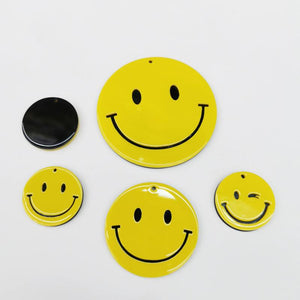10pcs 30-45mm Double Black Yellow Smile Face Pendant for Necklace Making