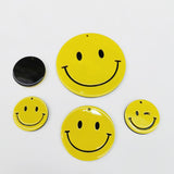10pcs 30-45mm Double Black Yellow Smile Face Pendant for Necklace Making