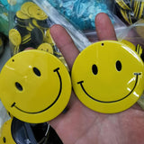 10pcs 30-45mm Double Black Yellow Smile Face Pendant for Necklace Making