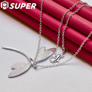 925 Silver Dragonfly Pendant Necklace For Women Wedding Jewelry