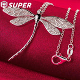 925 Silver Dragonfly Pendant Necklace For Women Wedding Jewelry