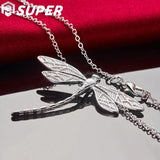 925 Silver Dragonfly Pendant Necklace For Women Wedding Jewelry