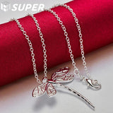 925 Silver Dragonfly Pendant Necklace For Women Wedding Jewelry
