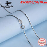 TrustDavis 925 Sterling Silver Box Snake Chain Necklace For Women