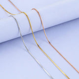 TrustDavis 925 Sterling Silver Box Snake Chain Necklace For Women