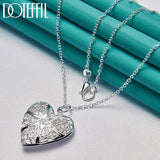 925 Silver Heart Necklace with Photo Frame, 16-30 Inch Chain