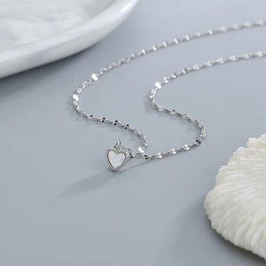 Silver Shell Heart Ladies Necklace Bridal Jewelry Gift
