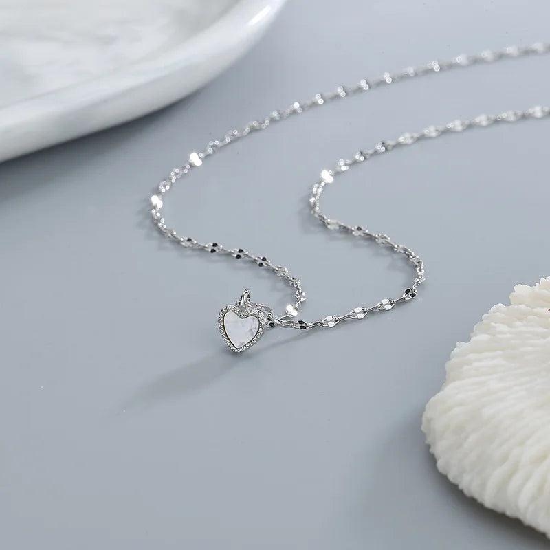 Silver Shell Heart Ladies Necklace Bridal Jewelry Gift