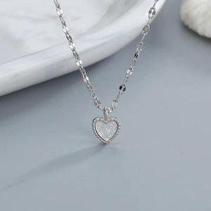 Silver Shell Heart Ladies Necklace Bridal Jewelry Gift