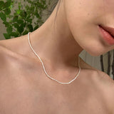 Freshwater Pearl Choker 925 Sterling Silver Necklace Baroque Natural Beads NK120