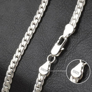 Sterling Silver 6mm Full Sideways Necklace 8/18/20/24 Inch Chain