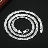 Sterling Silver 6mm Full Sideways Necklace 8/18/20/24 Inch Chain