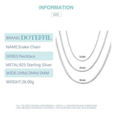 925 Sterling Silver Snake Chain Necklace 1MM/2MM/3MM for Men Women Pendant