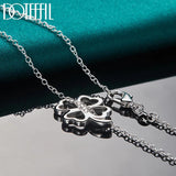 925 Silver Clover Pendant Necklace 16-30 Inch Chain Wedding Jewelry