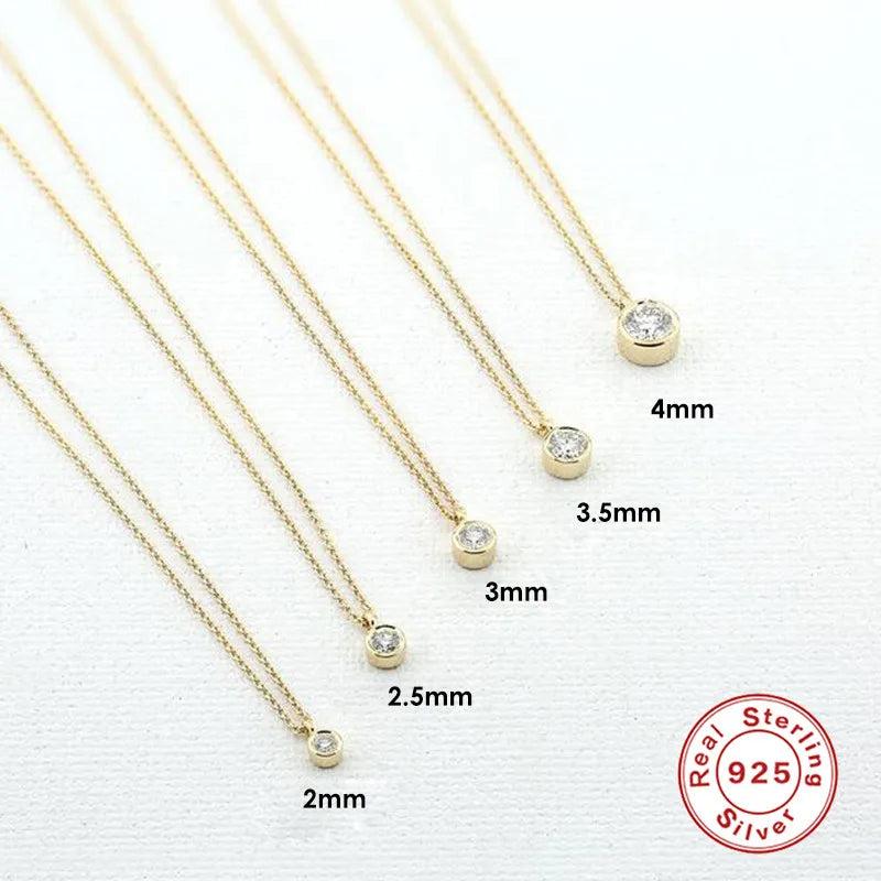 Minimalist 925 Silver Crystal Pendant Necklace for Women