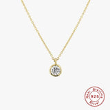 Minimalist 925 Silver Crystal Pendant Necklace for Women