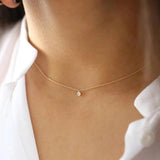 Minimalist 925 Silver Crystal Pendant Necklace for Women