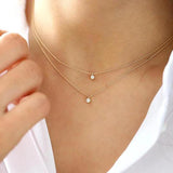Minimalist 925 Silver Crystal Pendant Necklace for Women