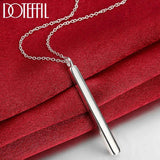 925 Silver Square Column Pendant Necklace For Women