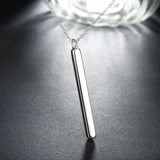 925 Silver Square Column Pendant Necklace For Women