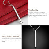 925 Silver Square Column Pendant Necklace For Women