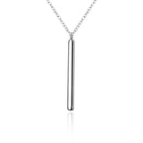 925 Silver Square Column Pendant Necklace For Women