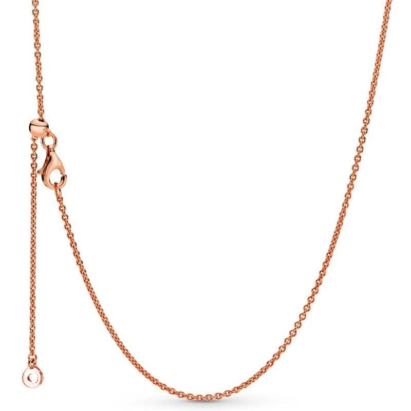 Rose Signature Sliding Clasp Link Chain 925 Silver Necklace