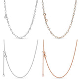 Rose Signature Sliding Clasp Link Chain 925 Silver Necklace