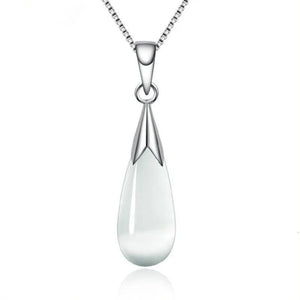 925 Silver Moonlight Opal Water Droplets Pendant Necklace For Women