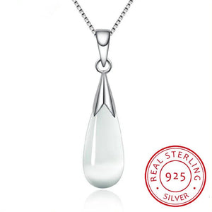 925 Silver Moonlight Opal Water Droplets Pendant Necklace For Women
