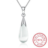 925 Silver Moonlight Opal Water Droplets Pendant Necklace For Women