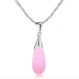 925 Silver Moonlight Opal Water Droplets Pendant Necklace For Women