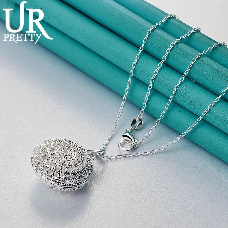 925 Sterling Silver Hollow Round Necklace Snake Chain for Women