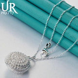 925 Sterling Silver Hollow Round Necklace Snake Chain for Women